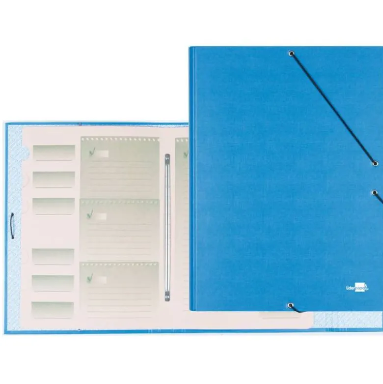 Carpeta clasificadora carton gomas Paper Coat Liderpapel celeste