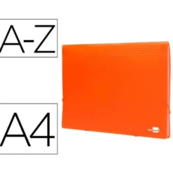 Carpeta clasificadora fuelle Liderpapel DIN A4 poliporpileno 13 departamentos color naranja