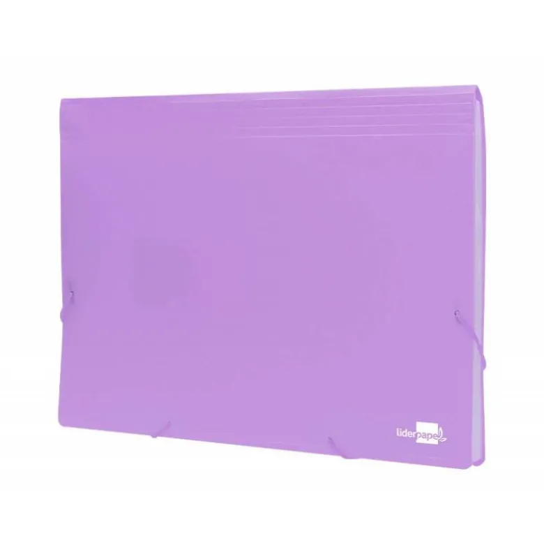Carpeta clasificadora fuelle Liderpapel DIN A4 poliporpileno 13 departamentos color violeta