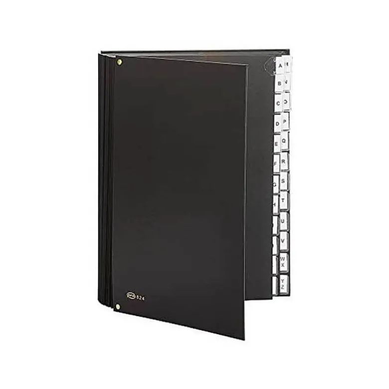 Carpeta Clasificadora Pardo DIN A4+ Carton Compacto con Fuelle 24 departamentos Negro