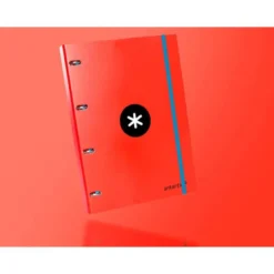Carpeta con recambio Antartik A4 4 anillas 25 mm de Carton forrado color rojo