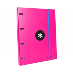 Carpeta con recambio Antartik A4 4 anillas 25 mm de Carton forrado color rosa