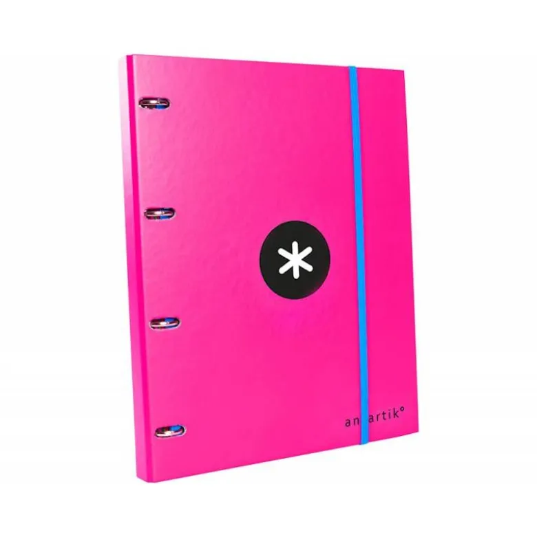 Carpeta con recambio Antartik A4 4 anillas 25 mm de Carton forrado color rosa