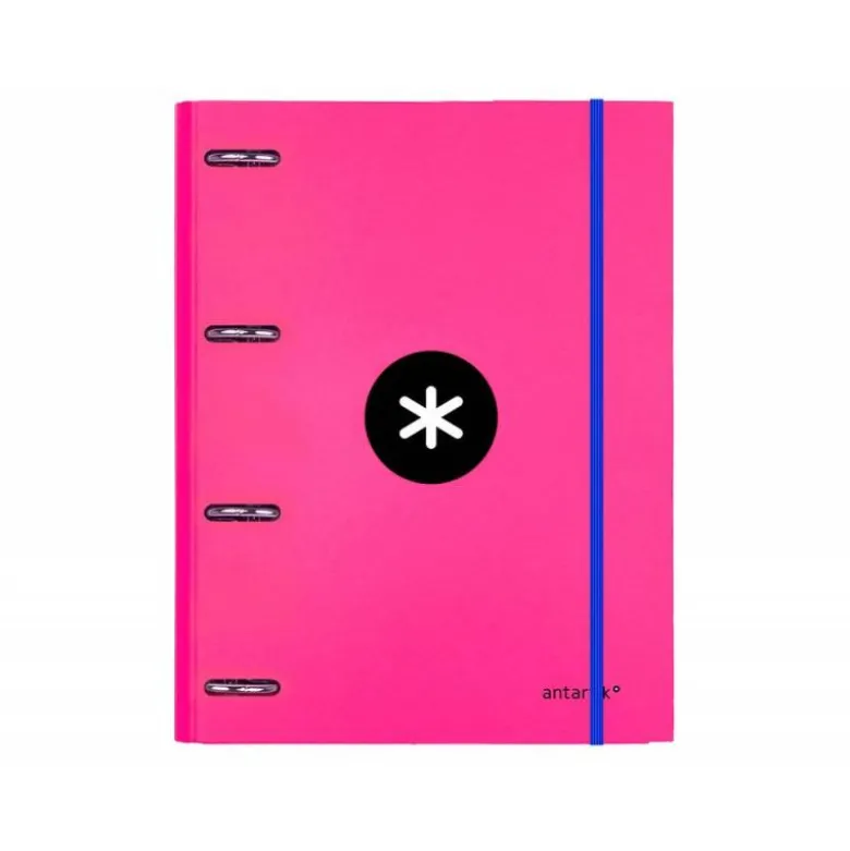 Carpeta con recambio Antartik A4 4 anillas 25 mm de Carton forrado color rosa