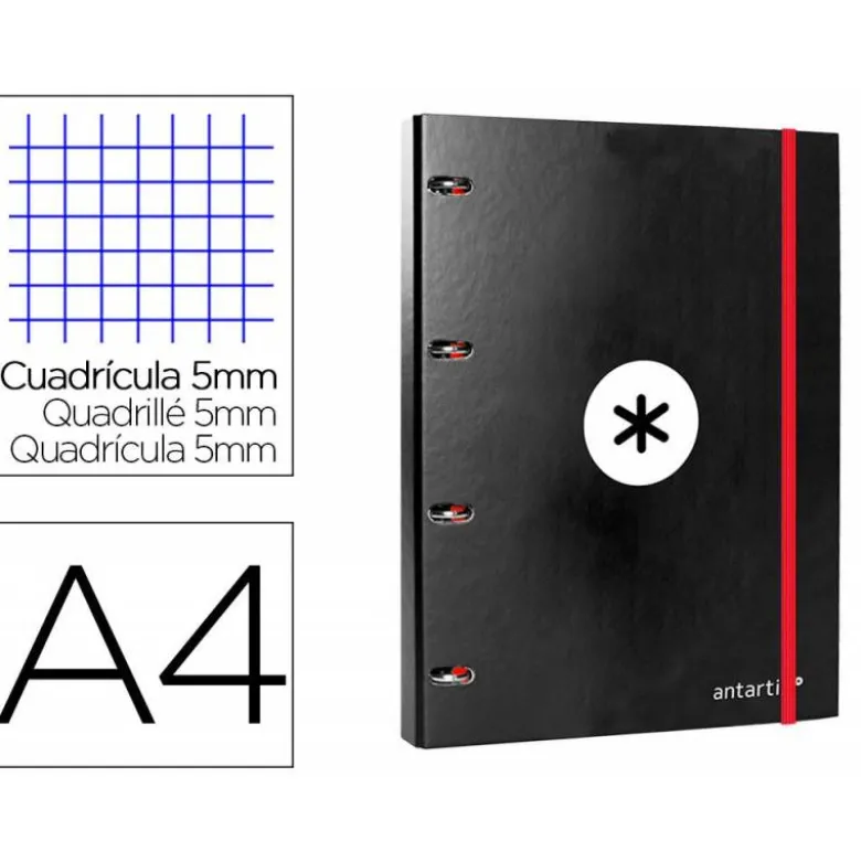 Carpeta con recambio Antartik A4 4 anillas 25 mm de Carton forrado color negro