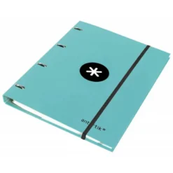 CARPETA CON RECAMBIO LIDERPAPEL ANTARTIK A4 CUADRO 5MM FORRADA 4 ANILLAS 25MM COLOR MENTA