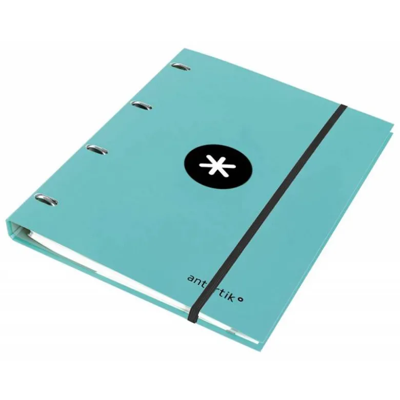 CARPETA CON RECAMBIO LIDERPAPEL ANTARTIK A4 CUADRO 5MM FORRADA 4 ANILLAS 25MM COLOR MENTA