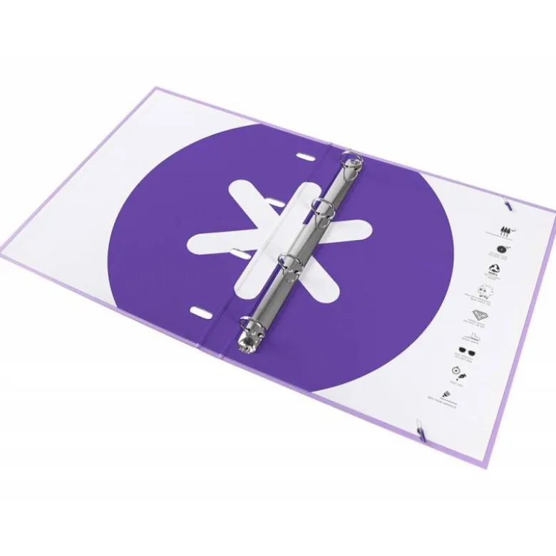 CARPETA CON RECAMBIO LIDERPAPEL ANTARTIK A4 CUADRO 5MM FORRADA 4 ANILLAS 25MM COLOR LAVANDA LILA