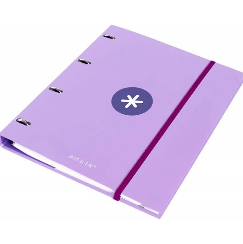 CARPETA CON RECAMBIO LIDERPAPEL ANTARTIK A4 CUADRO 5MM FORRADA 4 ANILLAS 25MM COLOR LAVANDA LILA