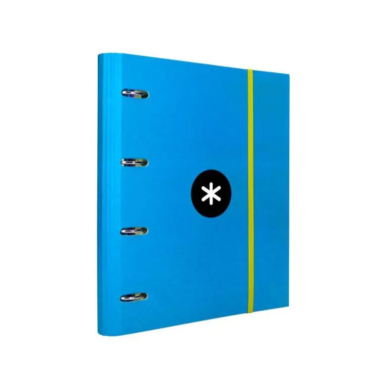 CARPETA CON RECAMBIO LIDERPAPEL ANTARTIK A4 CUADRO 5 MM FORRADA 4 ANILLAS 40MM REDONDAS COLOR AZUL