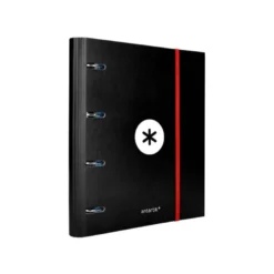 CARPETA CON RECAMBIO LIDERPAPEL ANTARTIK A4 CUADRO 5 MM FORRADA 4 ANILLAS 40MM REDONDAS COLOR NEGRA