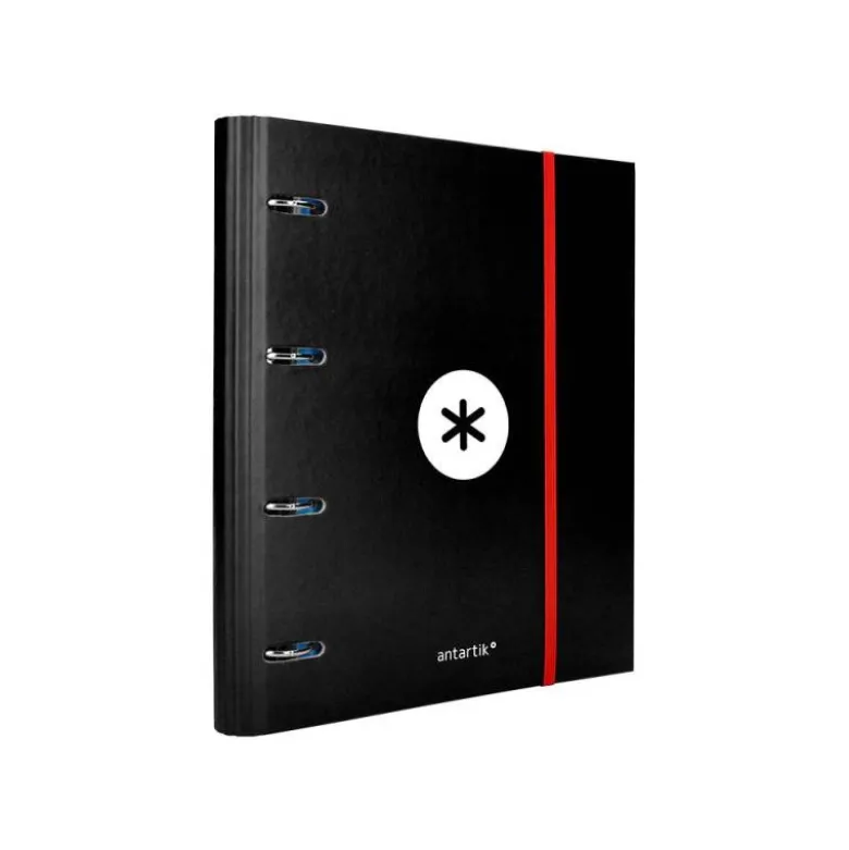 CARPETA CON RECAMBIO LIDERPAPEL ANTARTIK A4 CUADRO 5 MM FORRADA 4 ANILLAS 40MM REDONDAS COLOR NEGRA