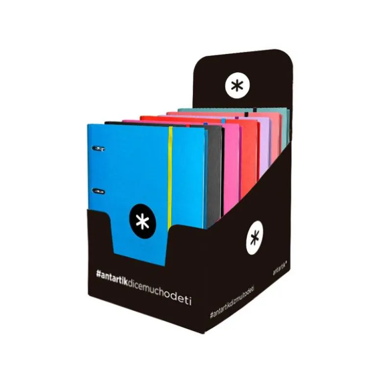 CARPETA CON RECAMBIO LIDERPAPEL ANTARTIK A4 CUADRO 5MM FORRADA 4 ANILLAS 40MM RECONDAS COLORES SURTIDOS