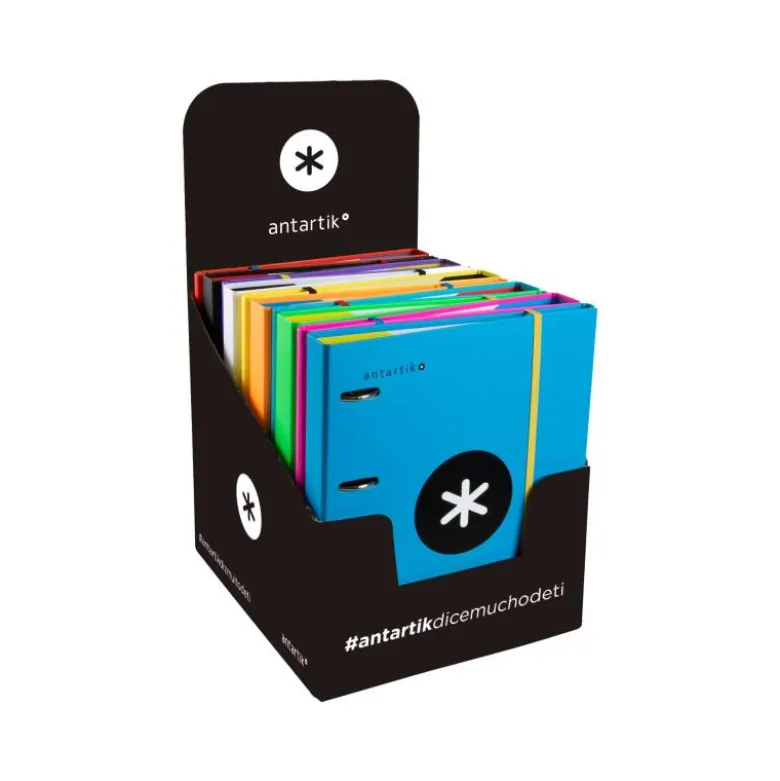 CARPETA CON RECAMBIO LIDERPAPEL ANTARTIK A4 CUADRO 5MM FORRADA 4 ANILLAS 40MM RECONDAS COLORES SURTIDOS