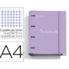 CARPETA CON RECAMBIO MIQUELRIUS EMOTIONS DIN A4 CUADRO 5 MM 4 ANILLAS 35 MM COLOR LAVANDA