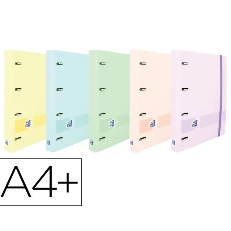 CARPETA CON RECAMBIO OXFORD EUROPEANBINDER LIVE&GO POLYFOAM 4 ANILLAS 35 MM CUADRO 5 MM DIN A4+ COLORES SURTIDOS