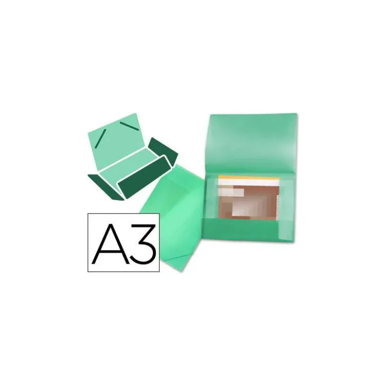 Carpeta de gomas lomo flexible con solapas Liderpapel Din A3 color verde