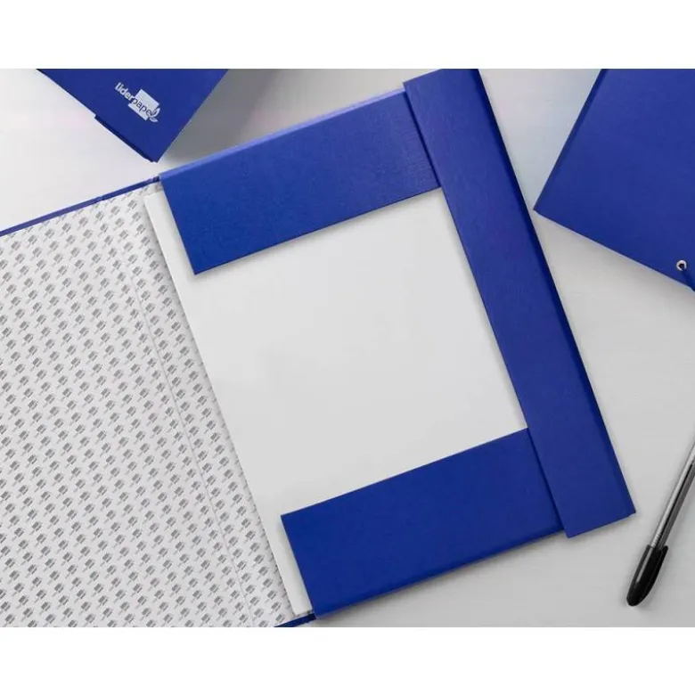Carpeta de proyectos Liderpapel de carton con gomas Paper Coat lomo 90 mm azul