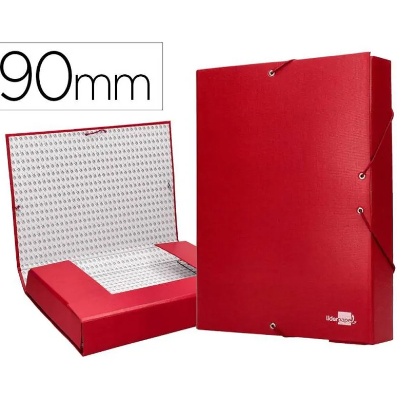Carpeta de proyectos Liderpapel de carton con gomas Paper Coat lomo 90 mm rojo