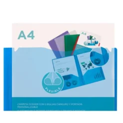 Carpeta dossier con doble bolsa Liderpapel Din A4 color azul