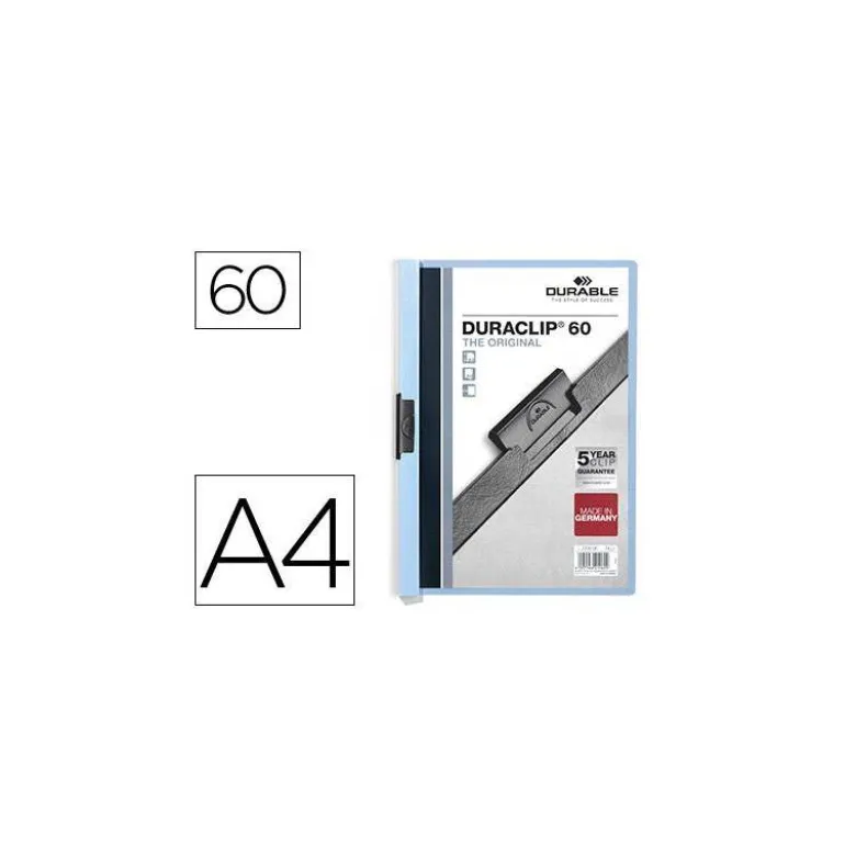Carpeta dossier con pinza central duraclip Durable 60 hojas Din A4 color azul