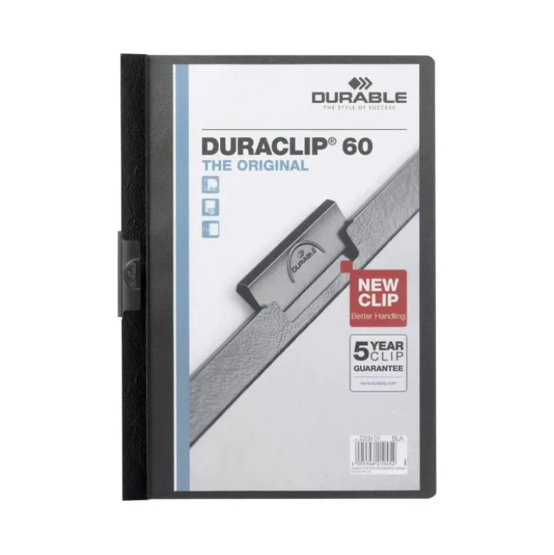Carpeta dossier con pinza central duraclip Durable 60 hojas Din A4 color negro