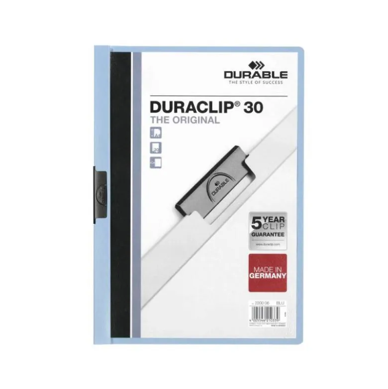 Carpeta dossier con pinza central duraclip Durable 30 hojas Din A4 color azul