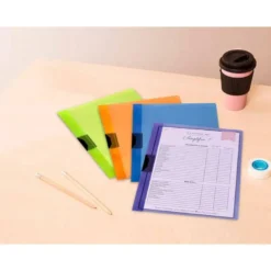 Carpeta dossier con pinza lateral Liderpapel 30 hojas Din A4 color naranja frosty