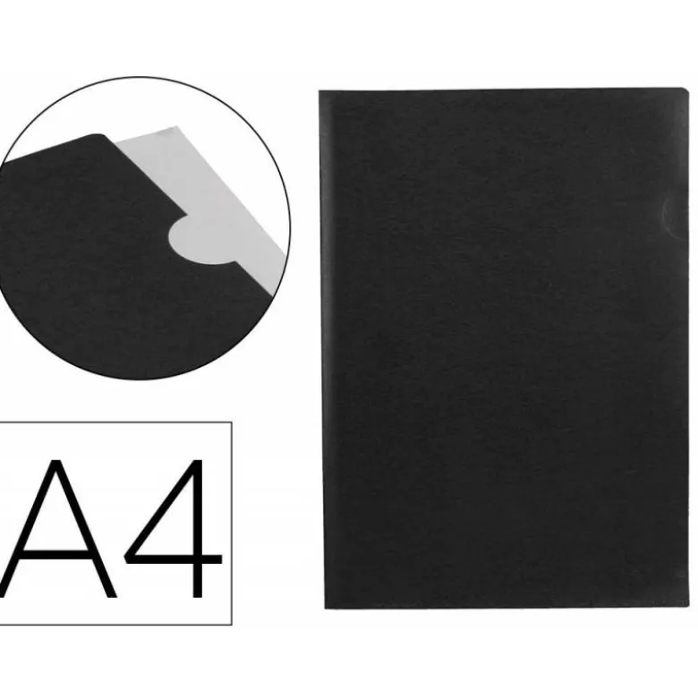 Carpeta dossier uñero Liderpapel DIN A4 polipropileno 180 micras 20 hojas color negra