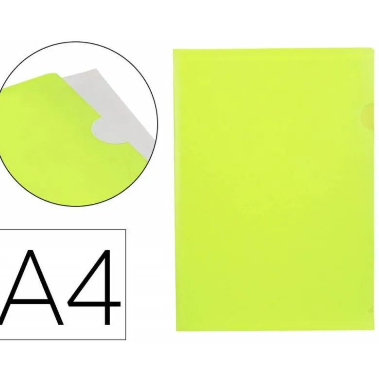Carpeta dossier uñero Liderpapel DIN A4 polipropileno 180 micras 20 hojas color amarillo