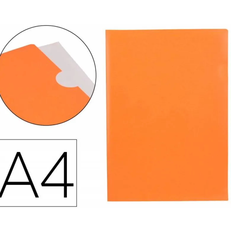 Carpeta dossier uñero Liderpapel DIN A4 polipropileno 180 micras 20 hojas color naranja