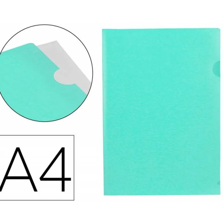 Carpeta dossier uñero Liderpapel DIN A4 polipropileno 180 micras 20 hojas color verde