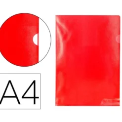Carpeta dossier uñero plastico q-connect din a4 120 micras roja caja de 100 unidades