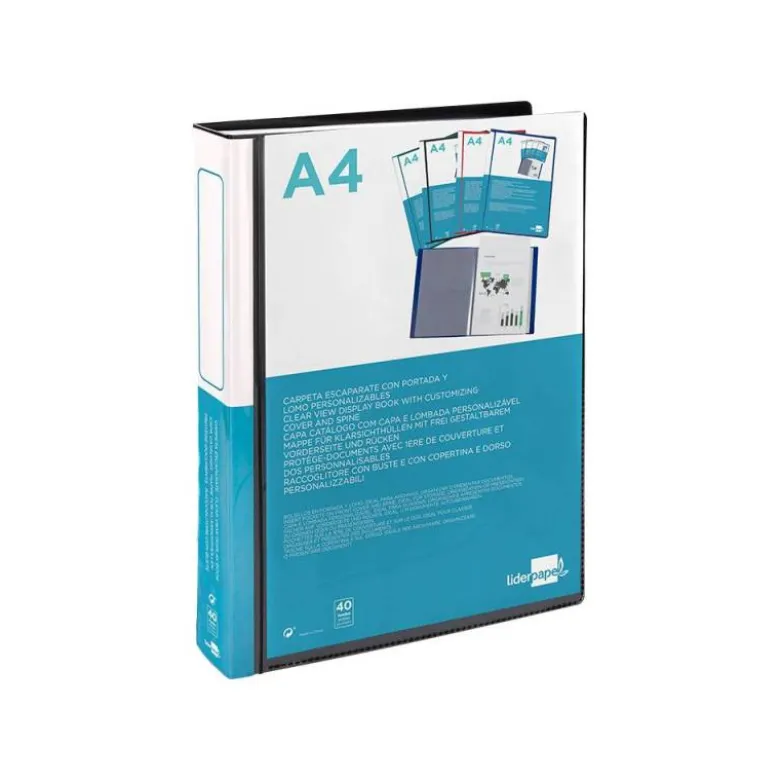 Carpeta escaparate con 40 fundas fijas Beautone negro 40 micras