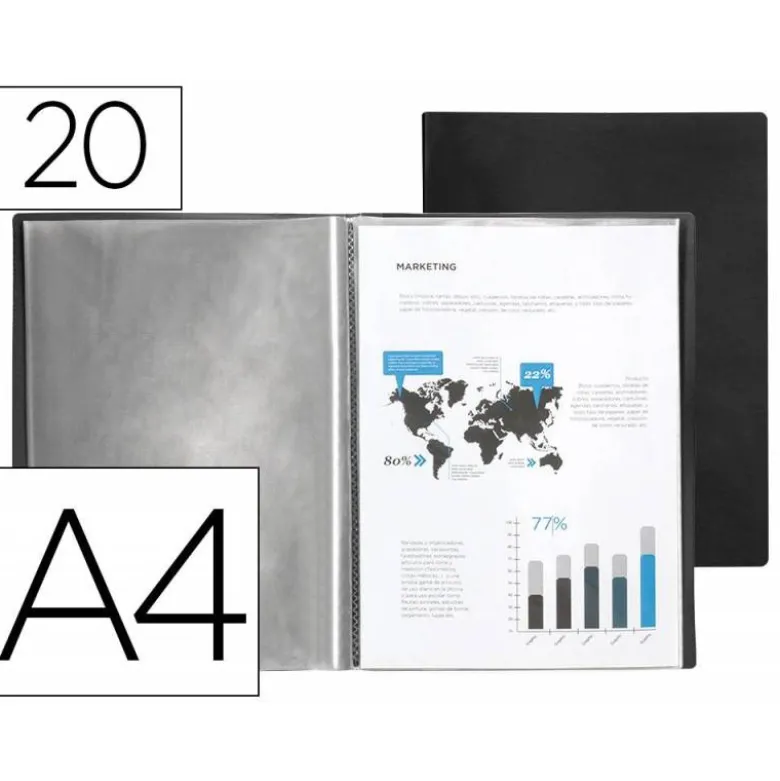 Carpeta escaparate con 20 fundas negro
