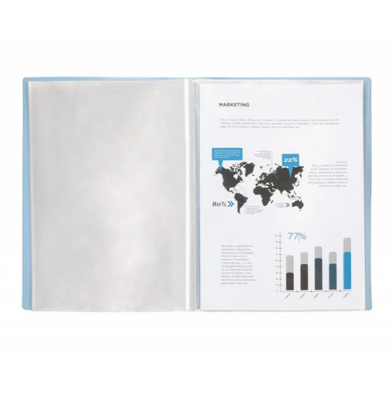 Carpeta escaparate Liderpapel DIN A4 poliporpileno con 30 fundas color azul