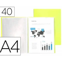 Carpeta escaparate Liderpapel DIN A4 poliporpileno con 40 fundas color amarillo