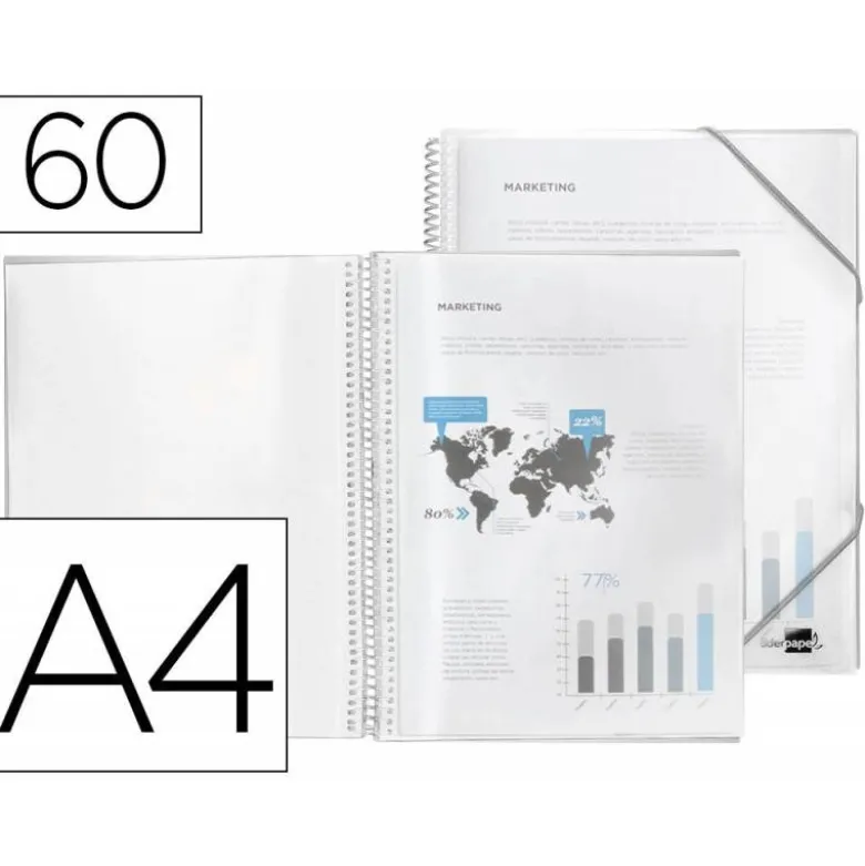 Carpeta escaparate Liderpapel DIN A4 60 fundas polipropileno color transparente