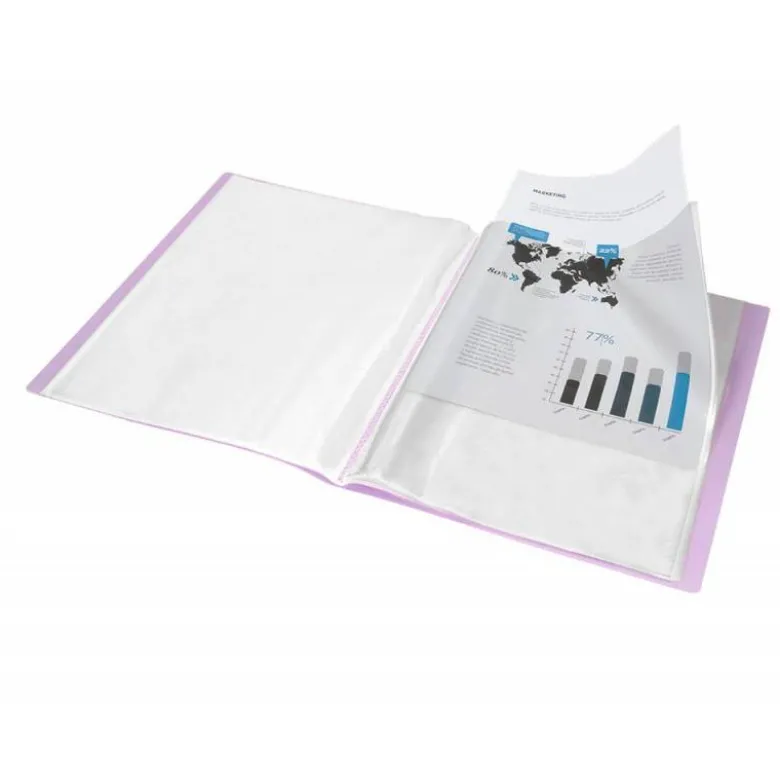 Carpeta escaparate Liderpapel DIN A4 poliporpileno con 20 fundas color violeta
