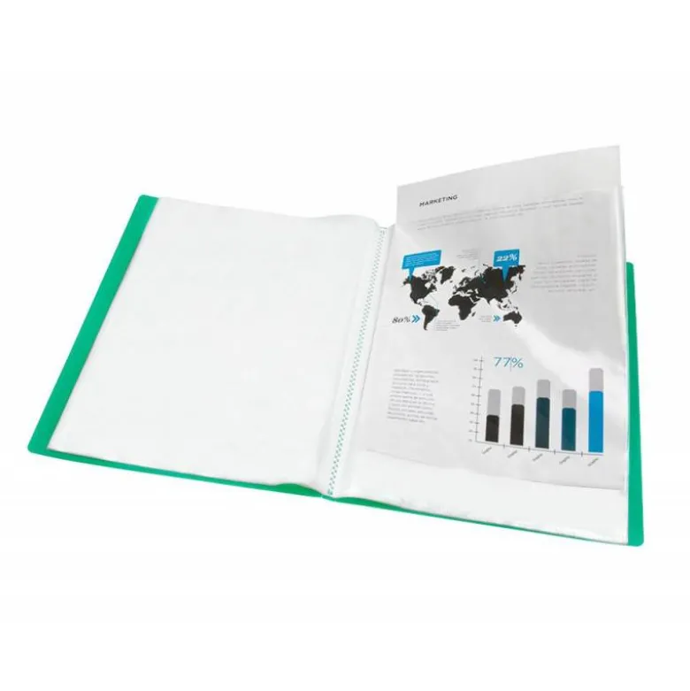 Carpeta escaparate Liderpapel DIN A4 poliporpileno con 30 fundas color verde