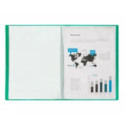Carpeta escaparate Liderpapel DIN A4 poliporpileno con 30 fundas color verde