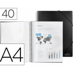 Carpeta escaparate Liderpapel negra Din A4 con 40 fundas