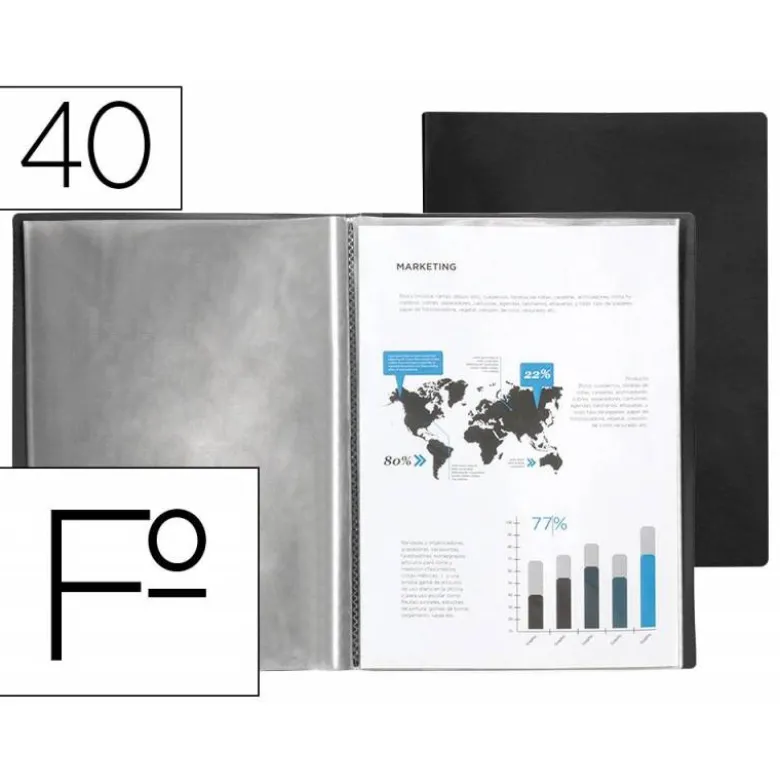 Carpeta escaparate Liderpapel folio con 40 fundas fijas