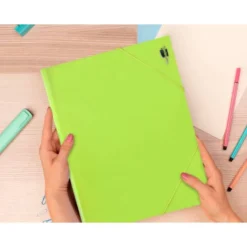 Carpeta gomas con solapa Liderpapel DIN A4 polipropileno 400 micras 100 hojas color amarillo