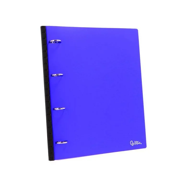 CARPETA LIDERPAPEL 4 ANILLAS REDONDAS 25 MM POLIPROPILENO DIN A4 ULTRA COMPACTA CON LOMO EXTENSIBLE 4 CM AZUL