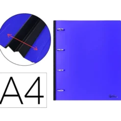 CARPETA LIDERPAPEL 4 ANILLAS REDONDAS 25 MM POLIPROPILENO DIN A4 ULTRA COMPACTA CON LOMO EXTENSIBLE 4 CM AZUL