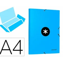 Carpeta Liderpapel Antartik Folio con Solapas Cartón forrado color Azul