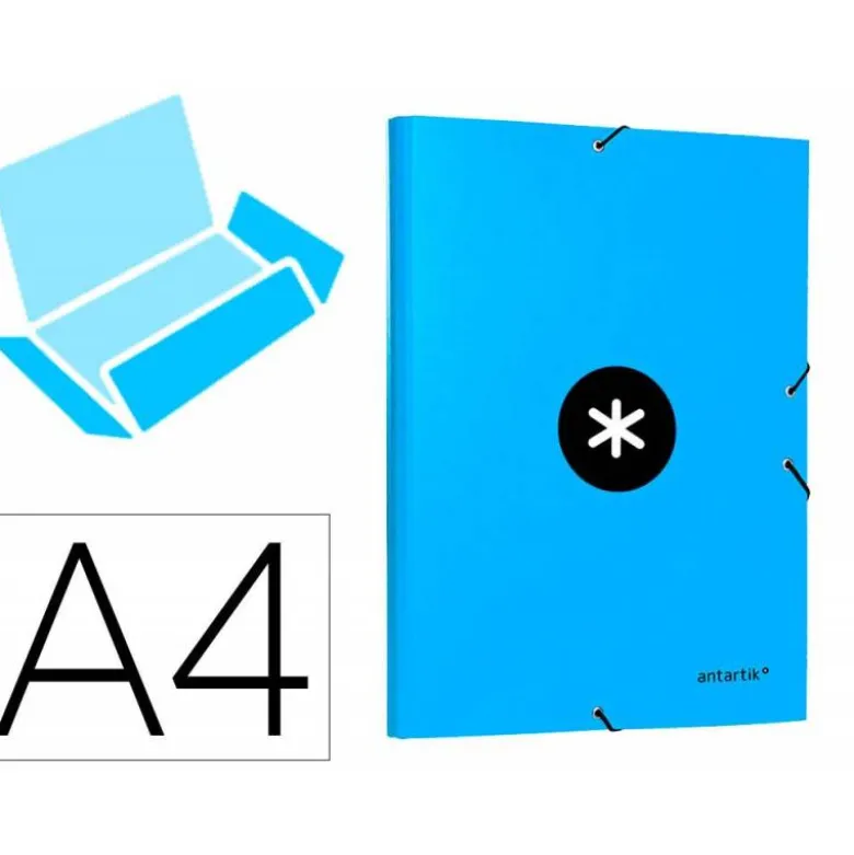 Carpeta Liderpapel Antartik Folio con Solapas Cartón forrado color Azul