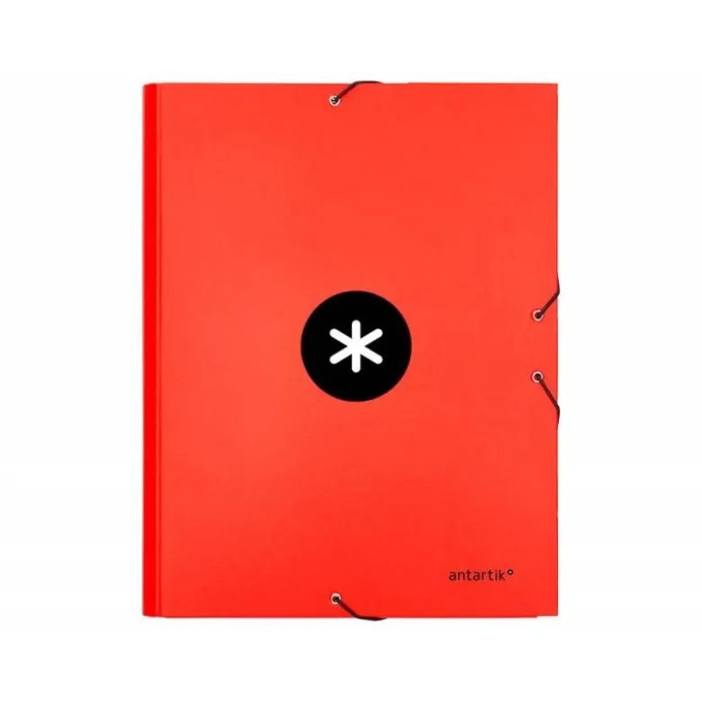 Carpeta liderpapel antartik gomas a4 3 solapas carton forrado color roja