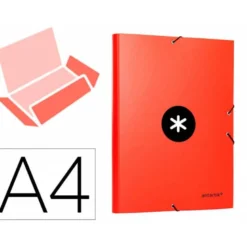 Carpeta liderpapel antartik gomas a4 3 solapas carton forrado color roja